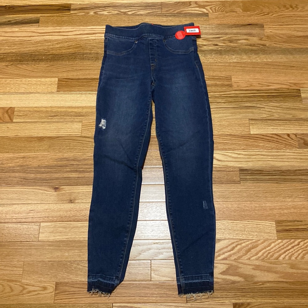 Spanx distressed denim leggings